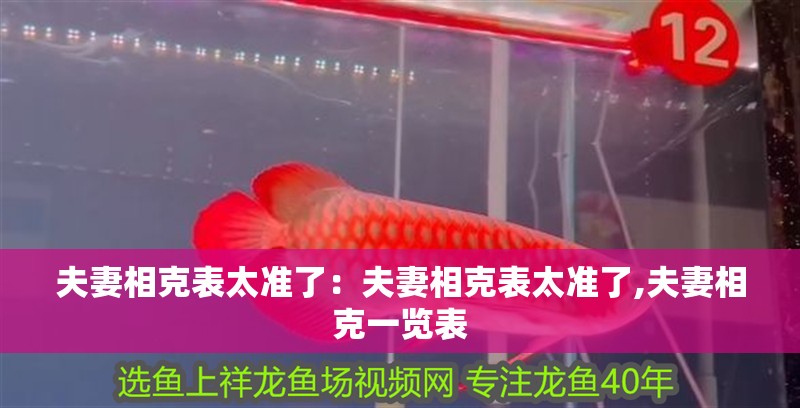 夫妻相克表太準了：夫妻相克表太準了,夫妻相克一覽表