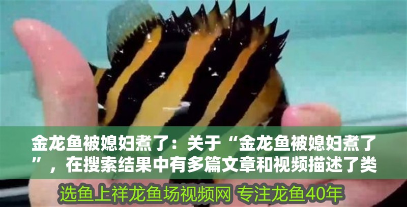 金龍魚被媳婦煮了：關于“金龍魚被媳婦煮了”，在搜索結果中有多篇文章和視頻描述了類似的情況