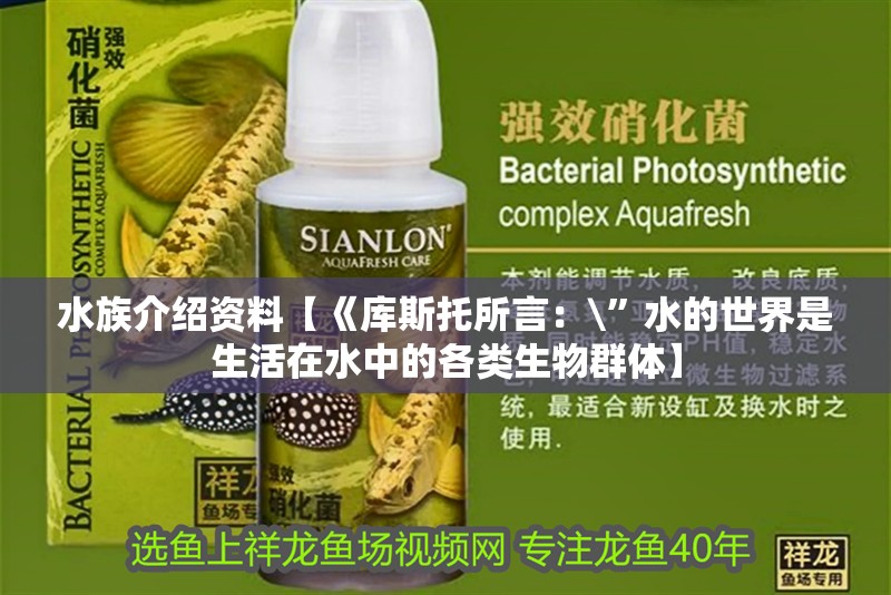 水族介紹資料【《庫斯托所言：\”水的世界是生活在水中的各類生物群體】