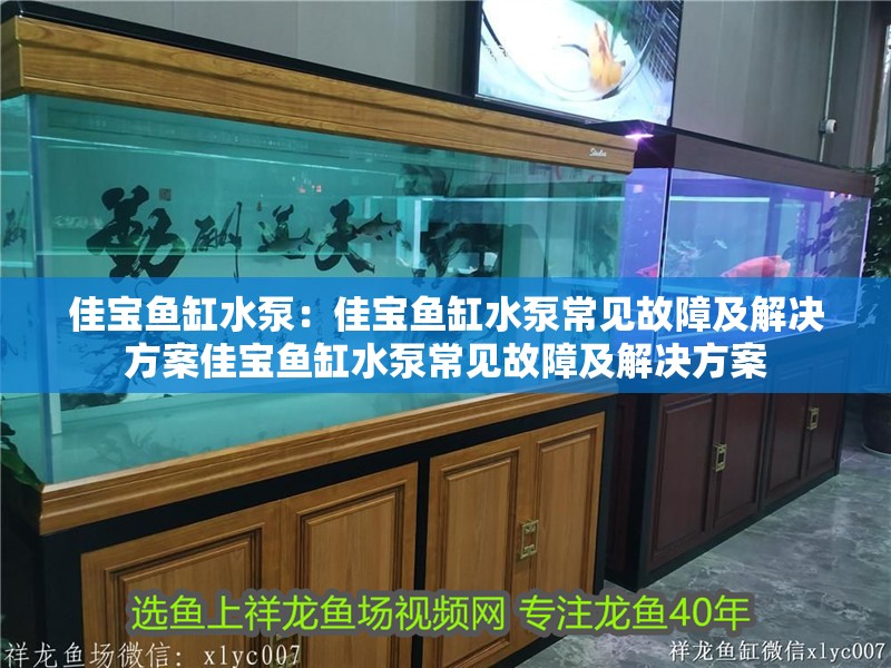佳寶魚缸水泵：佳寶魚缸水泵常見故障及解決方案佳寶魚缸水泵常見故障及解決方案