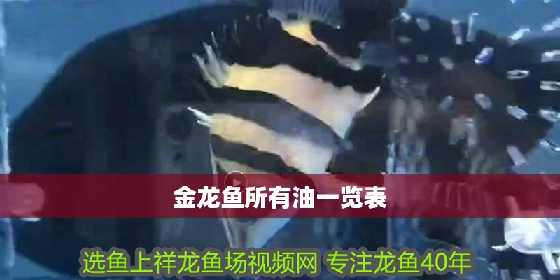 金龍魚所有油一覽表