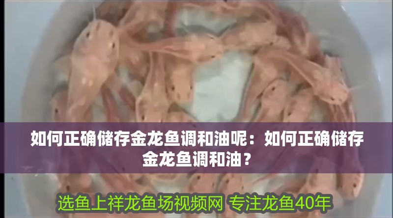 如何正確儲存金龍魚調和油呢：如何正確儲存金龍魚調和油？