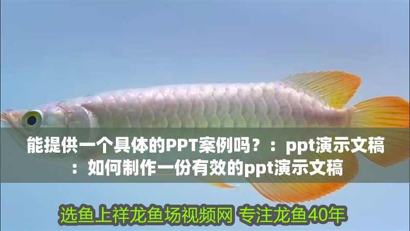 能提供一個具體的PPT案例嗎？：ppt演示文稿：如何制作一份有效的ppt演示文稿