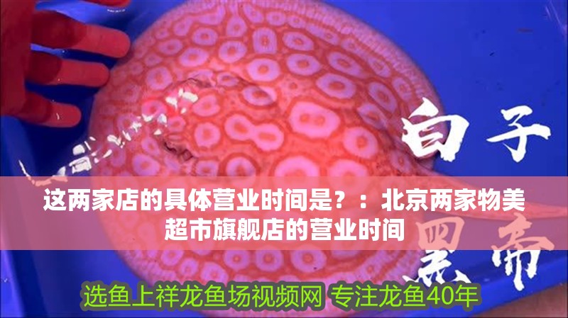 這兩家店的具體營業時間是？：<strong><mark>北京</mark></strong>兩家物美超市旗艦店的營業時間