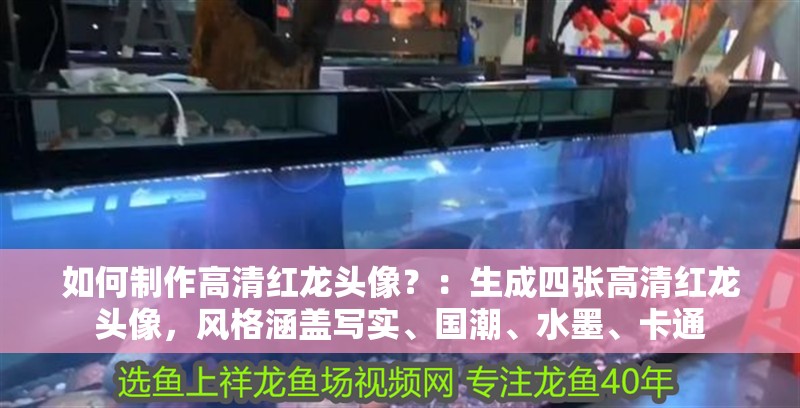 如何制作高清紅龍頭像？：生成四張高清紅龍頭像，風格涵蓋寫實、國潮、水墨、卡通