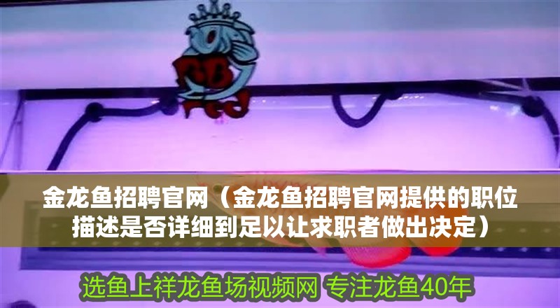 金龍魚招聘官網（金龍魚招聘官網提供的職位描述是否詳細到足以讓求職者做出決定）
