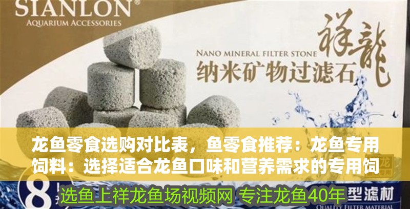龍魚零食選購對比表，魚零食推薦：龍魚專用飼料：選擇適合龍魚口味和營養需求的專用飼料