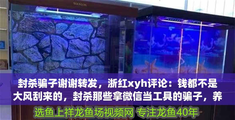 封殺騙子謝謝轉發，浙紅xyh評論：錢都不是大風刮來的，封殺那些拿微信當工具的騙子，養點魚我們容易嗎？