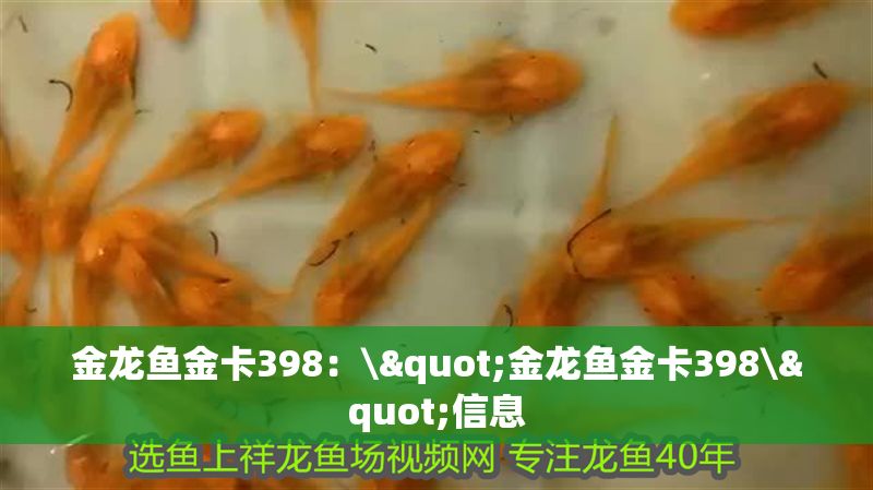 金龍魚金卡398：\"金龍魚金卡398\"信息