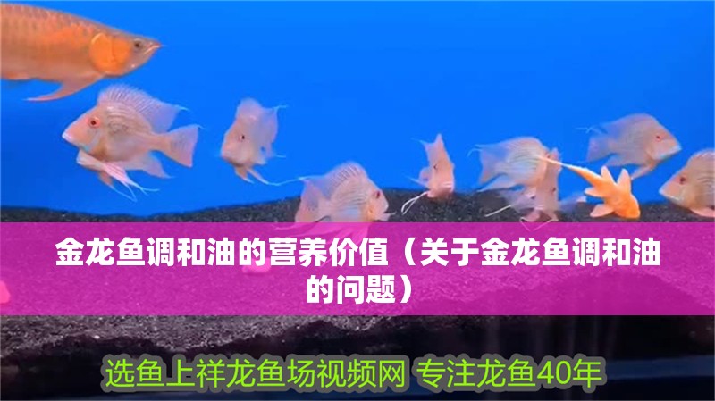 金龍魚調(diào)和油的營養(yǎng)價值（關(guān)于金龍魚調(diào)和油的問題）