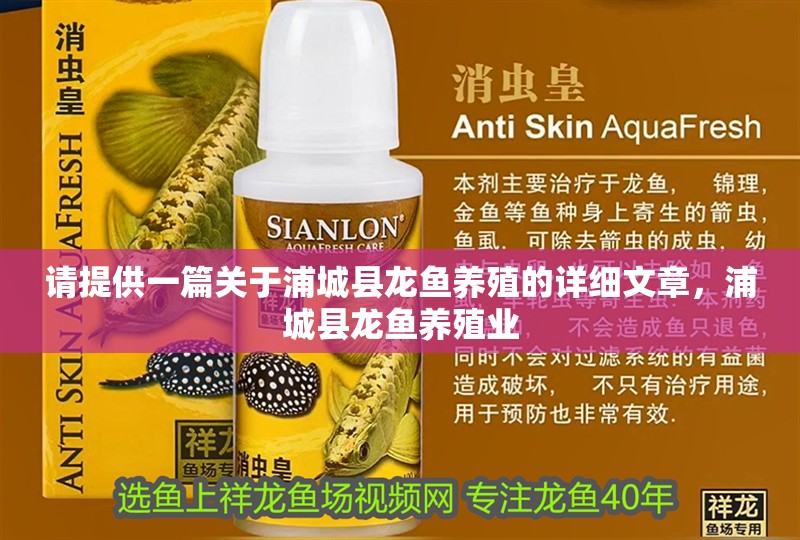 請?zhí)峁┮黄P(guān)于浦城縣龍魚養(yǎng)殖的詳細(xì)文章，浦城縣龍魚養(yǎng)殖業(yè)