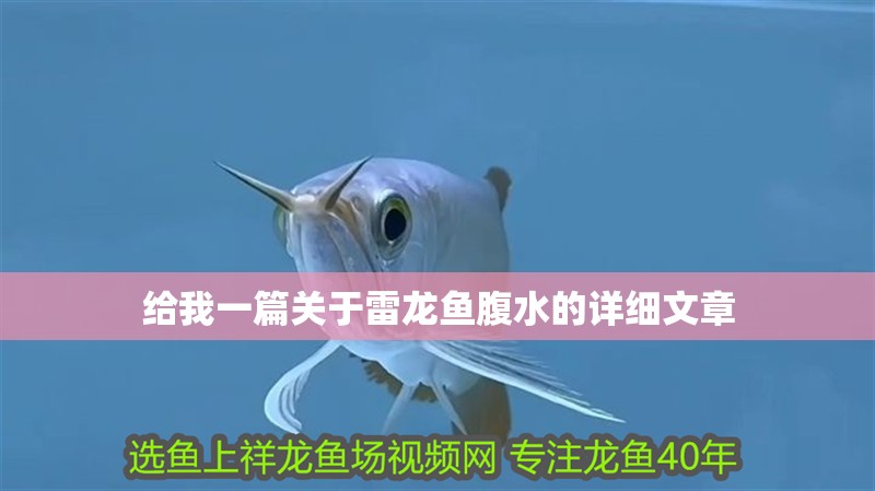 給我一篇關于雷龍魚腹水的詳細文章