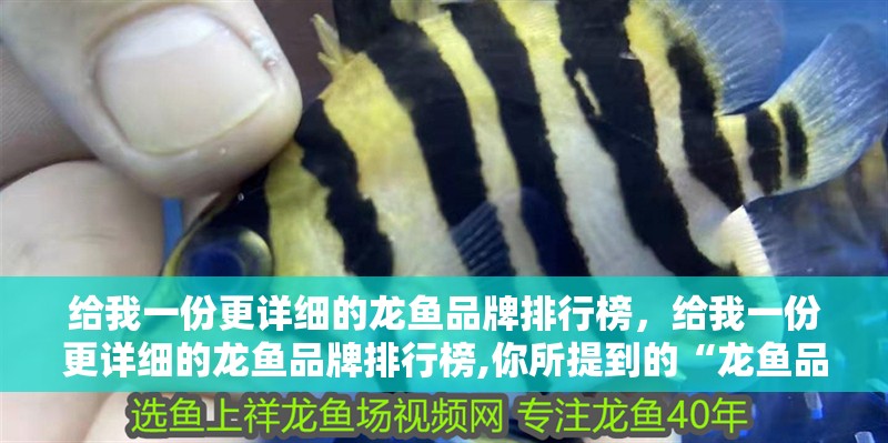 給我一份更詳細(xì)的龍魚品牌排行榜，給我一份更詳細(xì)的龍魚品牌排行榜,你所提到的“龍魚品牌排行榜”可能涉及多個(gè)理解維度