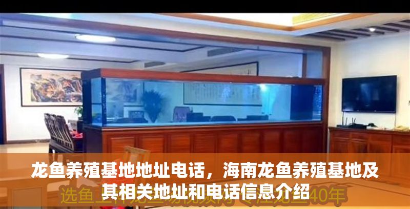 龍魚養殖基地地址電話，海南龍魚養殖基地及其相關地址和電話信息介紹 龍魚養殖基地地址電話，海南龍魚養殖基地及其相關地址和電話信息介紹 龍魚百科 第2張