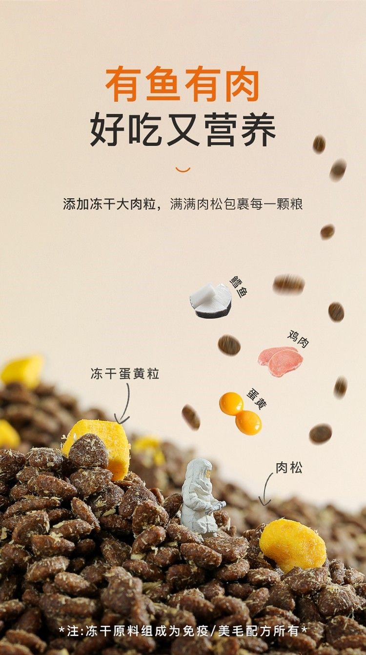 yee貓糧成貓幼貓通用全期主糧營養(yǎng)增肥發(fā)腮全價(jià)凍干肉松雙拼15kg