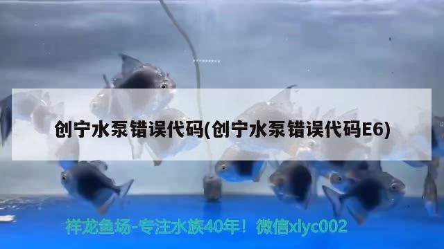 創寧水泵錯誤代碼(創寧水泵錯誤代碼E6)