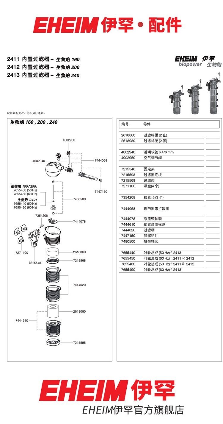 德國伊罕EHEIM內置過濾器生物炮系列配件（241124122413）