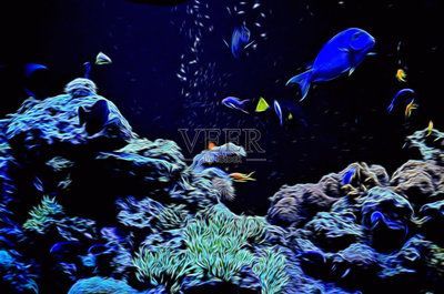 水族館繪畫素材（水族館手繪教程：水下生物繪畫技巧,海洋生物素描方法）