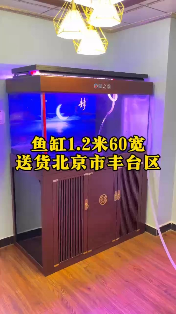 魚缸1.2米60寬新中式風格魚缸，超白魚