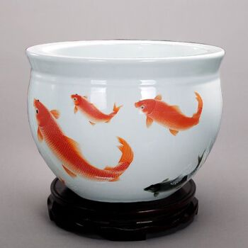 瓷器魚缸圖：景德鎮瓷器陶瓷魚缸圖片