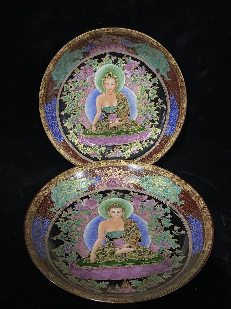 琺瑯彩描金佛像盤