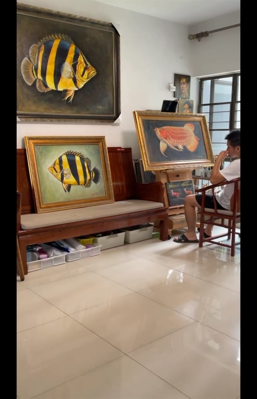 紅龍魚和泰國虎魚原創手繪