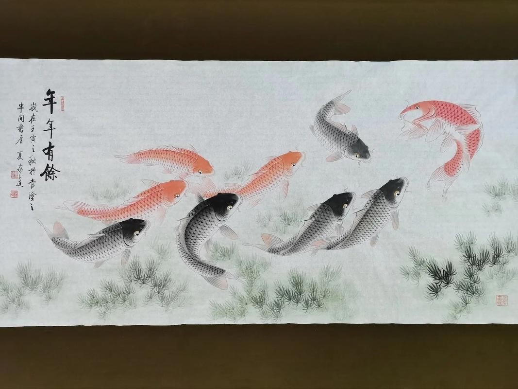 九魚聚財(cái)風(fēng)水畫圖片