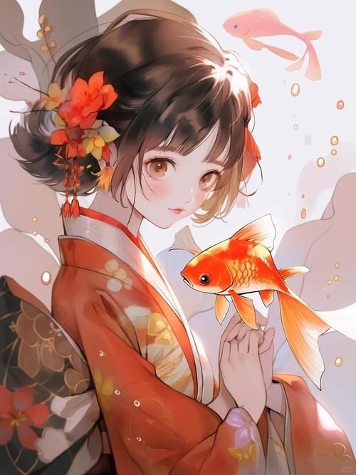 古風錦鯉女孩圖片