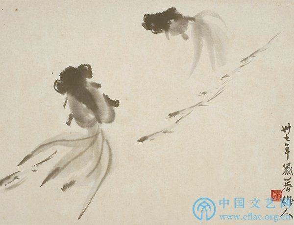 國畫魚寫意，墨趣橫生，國畫寫