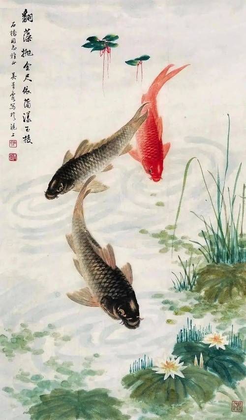 國畫鯉魚圖片大全，國畫鯉魚藝術鑒賞，經典作品與高清