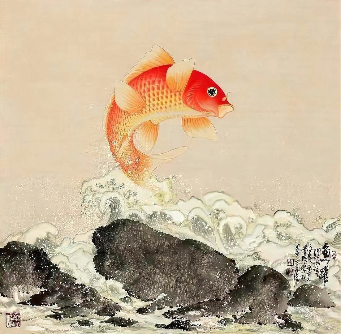 國畫鯉魚圖片大全，國畫鯉魚藝術鑒賞，經典作品與高清