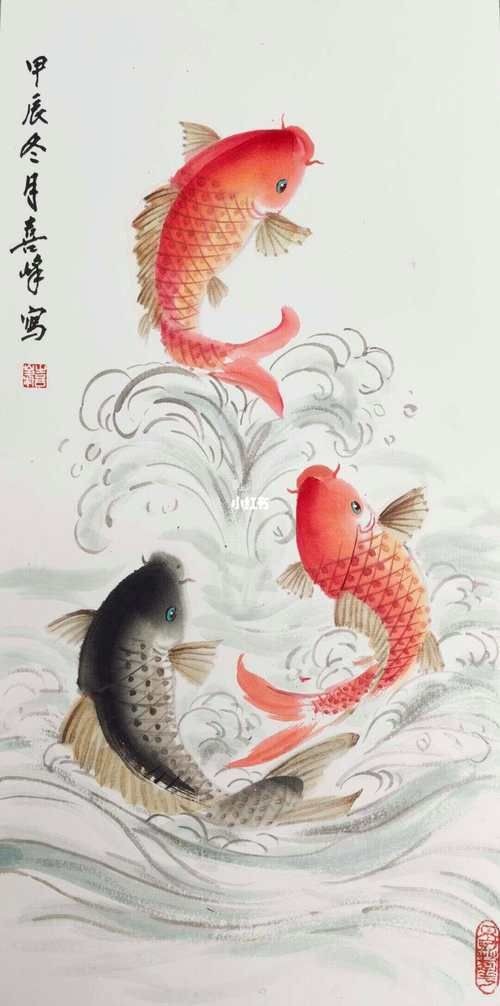 國畫鯉魚圖片大全，國畫鯉魚藝術鑒賞，經典作品與高清