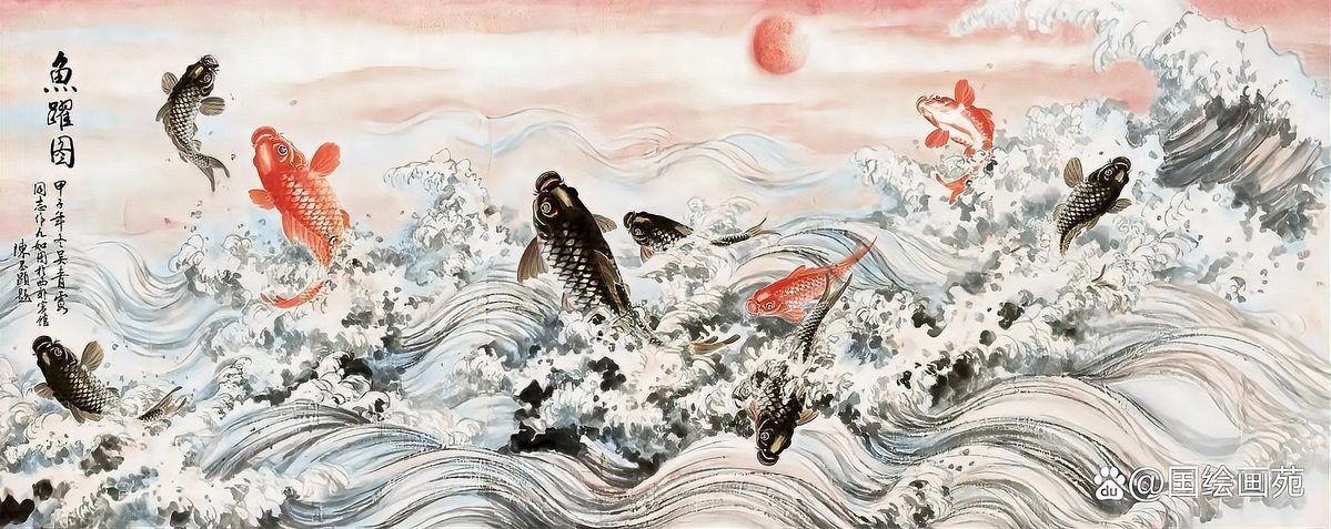 國畫鯉魚圖片大全，國畫鯉魚藝術鑒賞，經典作品與高清