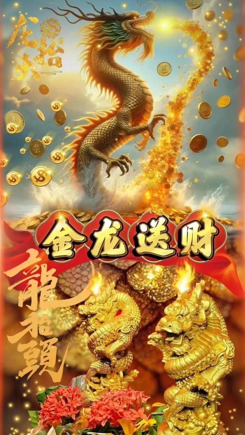聚財金龍圖片大全，祥瑞納福聚財金龍高清圖片大全，
