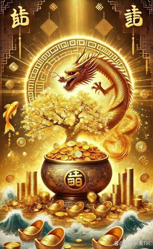 聚財金龍圖片大全，祥瑞納福聚財金龍高清圖片大全，