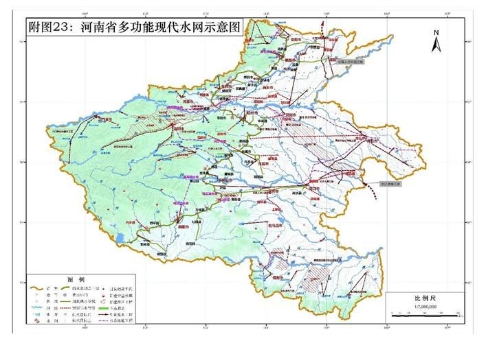 河南省水系圖：全國唯一一個橫跨長江、黃河、淮河、海河四大流域的省