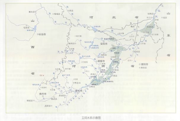 河南省水系圖：全國唯一一個橫跨長江、黃河、淮河、海河四大流域的省