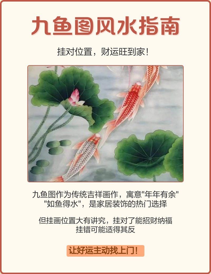 九魚聚財(cái)圖掛哪個(gè)方位：九魚圖掛在家里那個(gè)位置風(fēng)水好