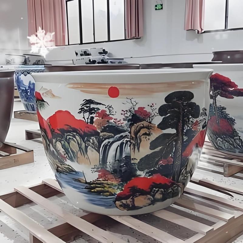 景德鎮魚缸店：北京景德鎮陶瓷魚缸養魚盆桌面擺件太治愈了淘寶網