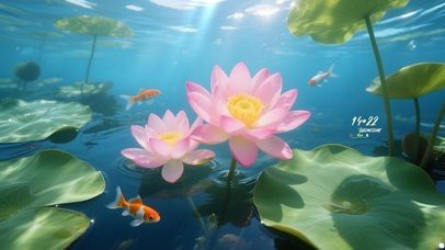 錦鯉魚水塘3D動態壁紙|錦鯉魚水塘3d動態壁紙