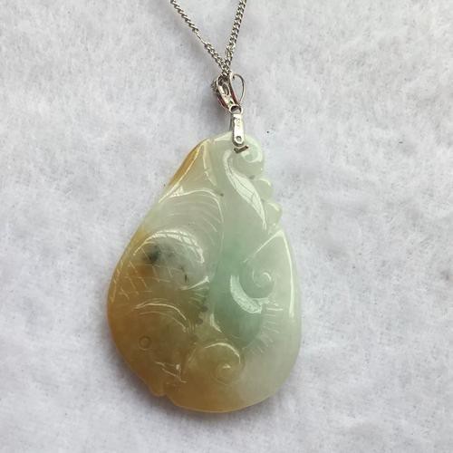 翡翠荷花魚圖案大全【淘寶網，糯冰種荷花魚翡翠吊墜讓我驚艷了整個夏天】