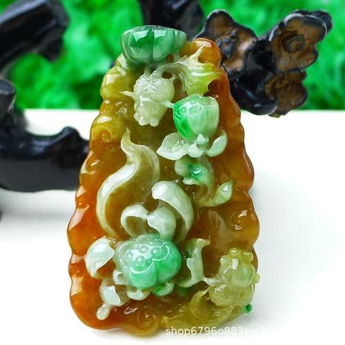 翡翠荷花魚圖案大全【淘寶網，糯冰種荷花魚翡翠吊墜讓我驚艷了整個夏天】