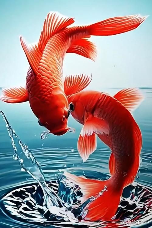 紅色錦鯉圖片【《紅色錦鯉：靈動的祥瑞之影》**，紅色錦鯉】