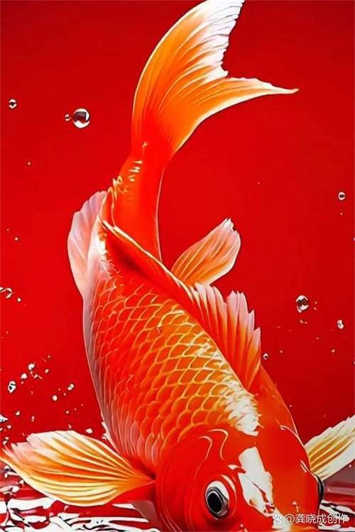 紅色錦鯉圖片【《紅色錦鯉：靈動的祥瑞之影》**，紅色錦鯉】