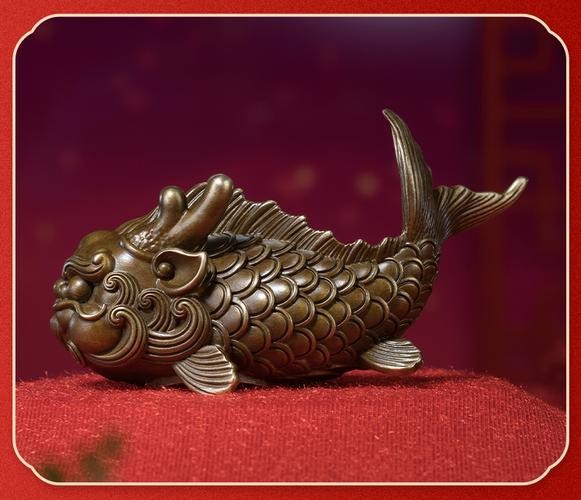 純銅龍頭魚擺件圖片