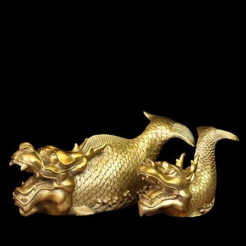 純銅龍頭魚擺件圖片