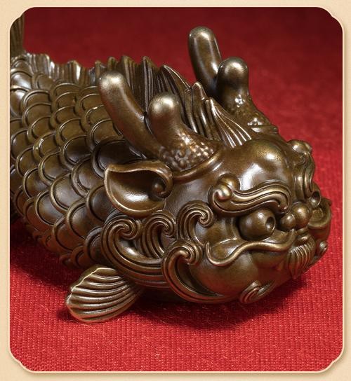 純銅龍頭魚擺件圖片
