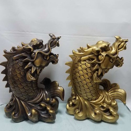 純銅龍頭魚擺件圖片