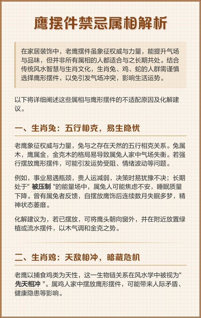 老鷹擺件最忌三個地方