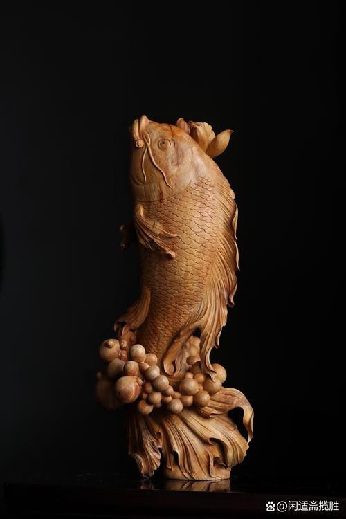 木雕各種魚類雕塑圖片